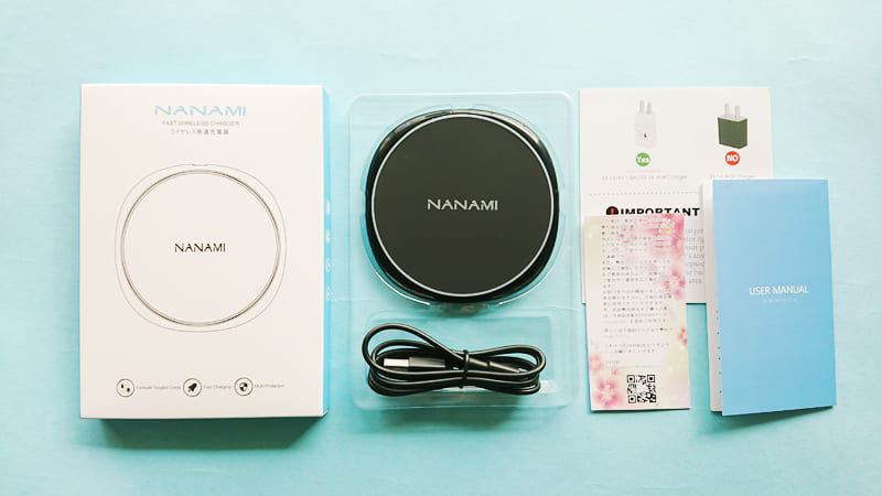 NANAMIワイヤレス急速充電器のパッケージ２