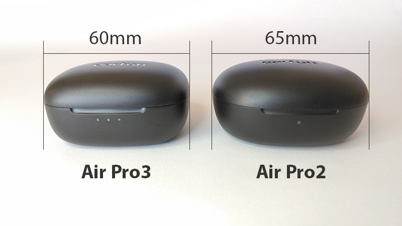 earfun air pro3とair pro２とのサイズ比較