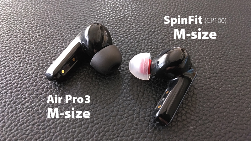 SpinFitとEarFun Air Pro3のイヤーピースの比較5