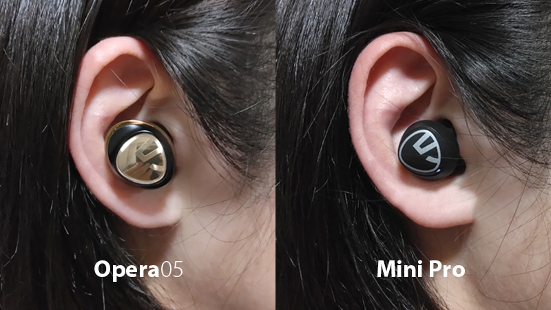 soundpeats mini proとoperaの装着比較2