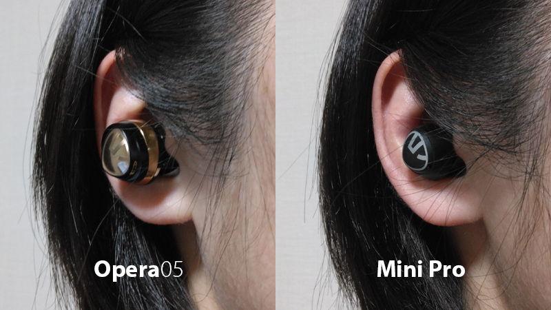 soundpeats mini proとoperaの装着比較1
