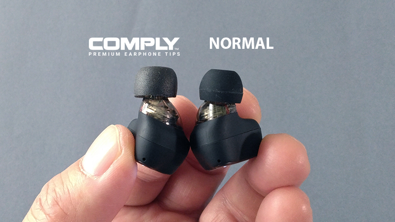 soundpeatsの「H1」のノーマルイヤーチップとCONPLYとの比較1