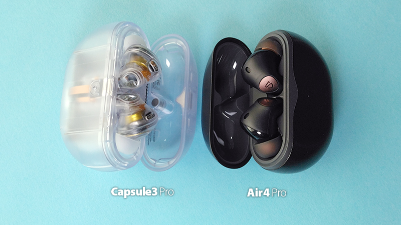SOUNDPEATS Capsule3 ProとAir4 Proの大きさ比較2