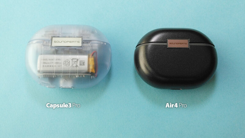 SOUNDPEATS Capsule3 ProとAir4 の大きさ比較